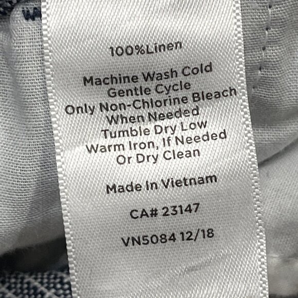 Talbots Pants Women 8 Blue Striped Linen Pull On Wide Leg Elastic Waist Nautical - Picture 10 of 10